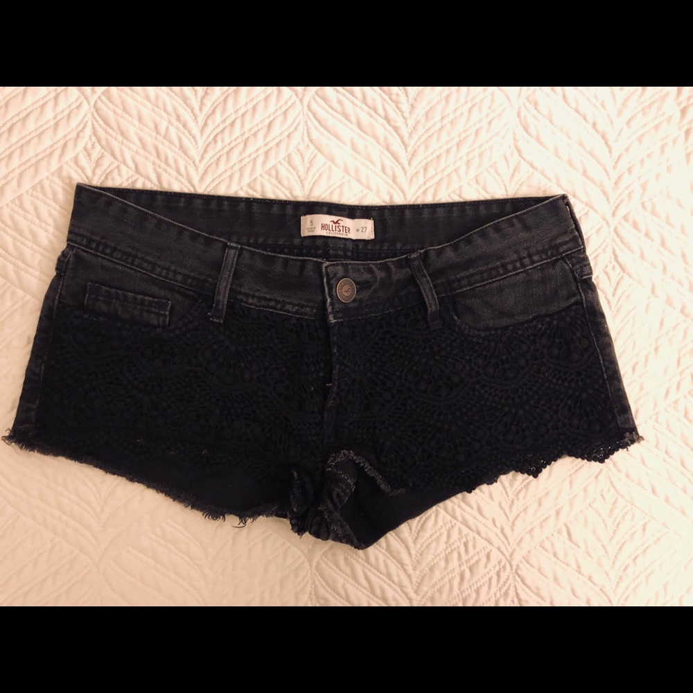 Black Hollister Lace imprint denim Shorts